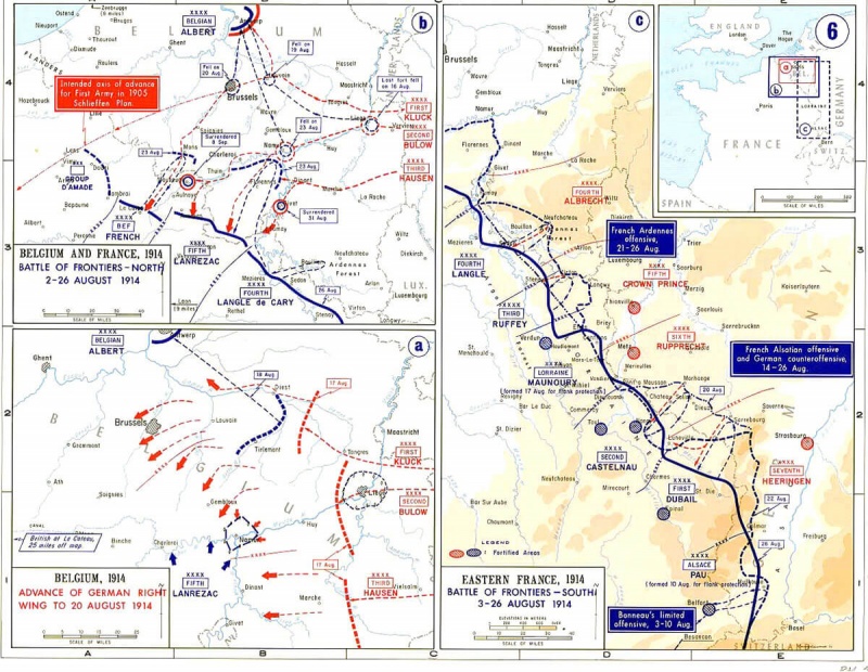 Карта Арденнской операции, 21 — 23 августа 1914